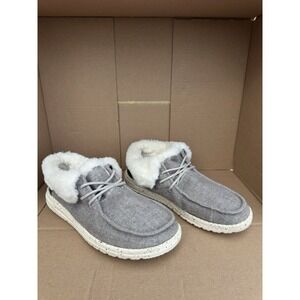 Hey Dude Britt Charcoal Gray Faux Fur Tacked Foldover Booties Size 8